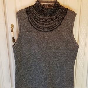 Beaded pewter turtleneck